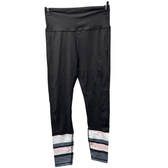 White Fox Active Pants - Sarahs Day x White Fox Active Womens Black Striped Leggings Medium High‎ Waist